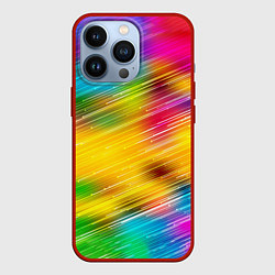 Чехол для iPhone 13 Pro Радужный звездопад, цвет: 3D-красный