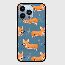 Чехол для iPhone 13 Pro Корги с бабочкой, цвет: 3D-черный