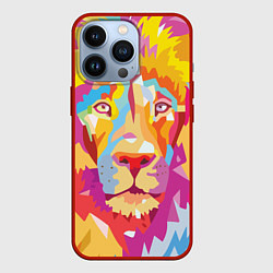 Чехол для iPhone 13 Pro Акварельный лев, цвет: 3D-красный