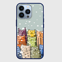 Чехол для iPhone 13 Pro Котики, цвет: 3D-тёмно-синий