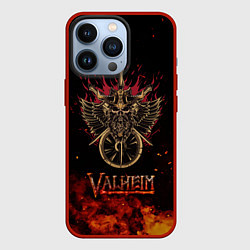 Чехол для iPhone 13 Pro Valheim символ черепа, цвет: 3D-красный