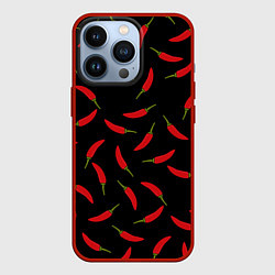 Чехол для iPhone 13 Pro Chili peppers, цвет: 3D-красный
