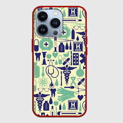 Чехол для iPhone 13 Pro Медицина Паттерн Z, цвет: 3D-красный