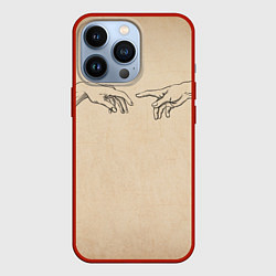 Чехол для iPhone 13 Pro Сотворение Адама - гранж, цвет: 3D-красный