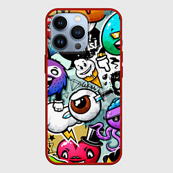 Чехол для iPhone 13 Pro Граффити, цвет: 3D-красный