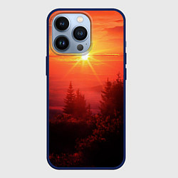 Чехол для iPhone 13 Pro УТРЕННИЙ РАССВЕТ НАД ОБЛАКАМИ, цвет: 3D-тёмно-синий