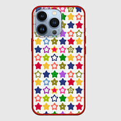 Чехол для iPhone 13 Pro Разноцветные звездочки, цвет: 3D-красный