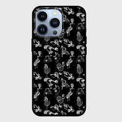 Чехол для iPhone 13 Pro Экзотические птицы Скетч, цвет: 3D-черный