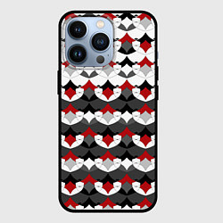 Чехол для iPhone 13 Pro Абстрактный красно-серый узор, цвет: 3D-черный