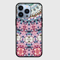 Чехол для iPhone 13 Pro Бирюзово-розовый калейдоскоп мандала, цвет: 3D-черный