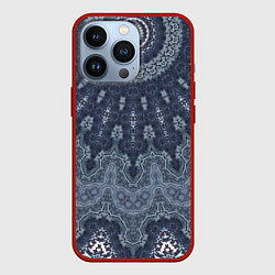 Чехол для iPhone 13 Pro Серый восточный орнамент мандала, цвет: 3D-красный