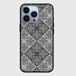 Чехол для iPhone 13 Pro Черно-белый орнамент, цвет: 3D-черный