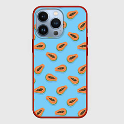 Чехол для iPhone 13 Pro Папайа паттерн, цвет: 3D-красный