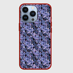 Чехол для iPhone 13 Pro Сине-фиолетовый цветочный узор, цвет: 3D-красный