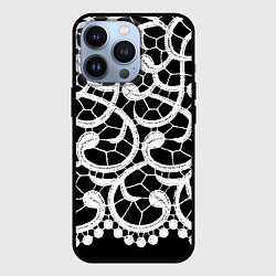Чехол для iPhone 13 Pro Черно-белое кружево, цвет: 3D-черный
