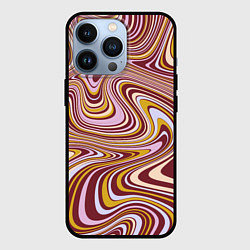Чехол для iPhone 13 Pro Красно-золотые разводы красок паттерн, цвет: 3D-черный