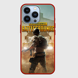 Чехол для iPhone 13 Pro PUBG СОЛДАТ В ШЛЕМЕ ПАБГ, цвет: 3D-красный