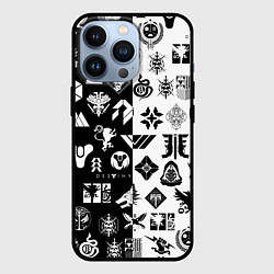 Чехол для iPhone 13 Pro DESTINY LOGOBOMBING ЧЁРНО БЕЛОЕ, цвет: 3D-черный