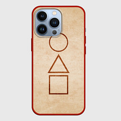 Чехол для iPhone 13 Pro Игра в кальмара: Основные фигуры, цвет: 3D-красный