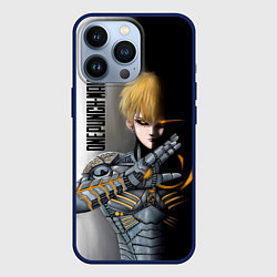 Чехол для iPhone 13 Pro Металлическое тело Геноса One Punch-Man, цвет: 3D-тёмно-синий