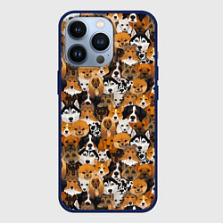 Чехол для iPhone 13 Pro Разные Собаки, цвет: 3D-тёмно-синий