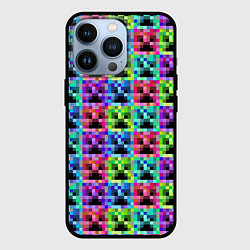 Чехол для iPhone 13 Pro МАЙНКРАФТ MINECRAFT ЦВЕТНЫЕ КРИПЕРЫ, цвет: 3D-черный