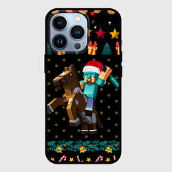 Чехол для iPhone 13 Pro Новогодний Майнкрафт, Minecraft, цвет: 3D-черный