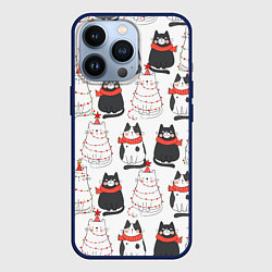 Чехол для iPhone 13 Pro НОВОГОДНИЕ КОТИКИ 2022, цвет: 3D-тёмно-синий