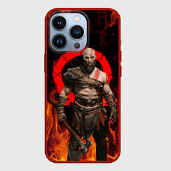 Чехол для iPhone 13 Pro GOD OF WAR РАГНАРЁК, КРАТОС В ОГНЕ, цвет: 3D-красный