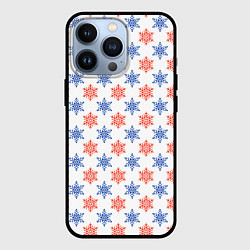 Чехол для iPhone 13 Pro Снежинки паттернsnowflakes pattern, цвет: 3D-черный