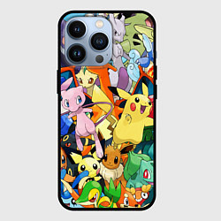 Чехол для iPhone 13 Pro АНИМЕ, ПОКЕМОНЫ ВСЕ ПЕРСОНАЖИ POKEMON, цвет: 3D-черный