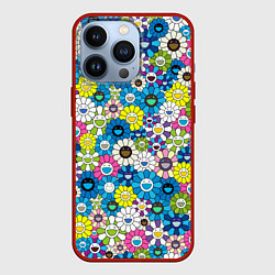 Чехол для iPhone 13 Pro Takashi Murakami Улыбающиеся цветы, цвет: 3D-красный