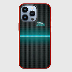 Чехол для iPhone 13 Pro Jaguar blue neon theme, цвет: 3D-красный