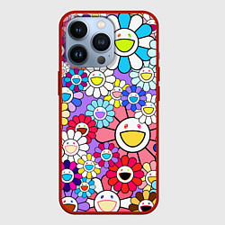 Чехол для iPhone 13 Pro Цветы Takashi Murakami, цвет: 3D-красный