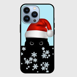 Чехол для iPhone 13 Pro Новогодний Кот со снежинками, цвет: 3D-черный