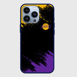 Чехол для iPhone 13 Pro LAKERS БРЫЗГИ КРАСОК, цвет: 3D-тёмно-синий