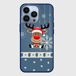Чехол для iPhone 13 Pro New Years Deer, цвет: 3D-тёмно-синий