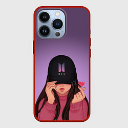 Чехол для iPhone 13 Pro BTS LOVE, цвет: 3D-красный