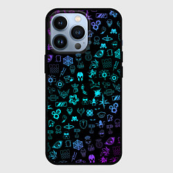 Чехол для iPhone 13 Pro RAINBOW SIX SIEGE NEON PATTERN SYMBOL, цвет: 3D-черный