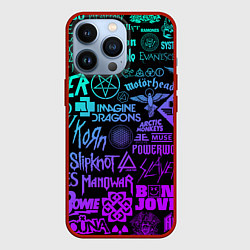 Чехол для iPhone 13 Pro ЛОГОТИПЫ РОК ГРУПП НЕОН ROCK NEON, цвет: 3D-красный