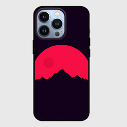 Чехол для iPhone 13 Pro Красная луна над сумеречными горами, цвет: 3D-черный