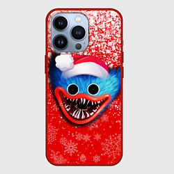 Чехол для iPhone 13 Pro POPPY PLAYTIME ХАГИ ВАГИ НОВОГОДНИЙ, СНЕЖИНКИ, цвет: 3D-красный