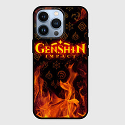 Чехол для iPhone 13 Pro GENSHIN IMPACT FIRE SYMBOL ОГНЕННАЯ СТИХИЯ, цвет: 3D-черный