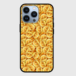 Чехол для iPhone 13 Pro Золотые Биткоины, цвет: 3D-черный