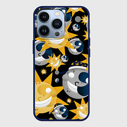Чехол для iPhone 13 Pro Солнце и Луна из FNAF Security Breach Паттерн, цвет: 3D-тёмно-синий