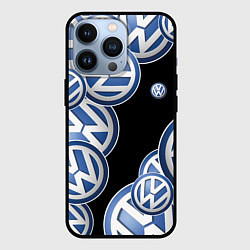 Чехол для iPhone 13 Pro Volkswagen logo Pattern, цвет: 3D-черный