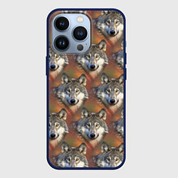 Чехол для iPhone 13 Pro Волки Wolfs паттерн, цвет: 3D-тёмно-синий