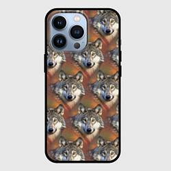 Чехол для iPhone 13 Pro Волки Wolfs паттерн, цвет: 3D-черный