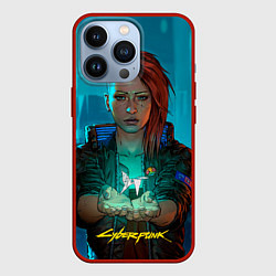 Чехол для iPhone 13 Pro Vi girl cyberpunk 2077, цвет: 3D-красный