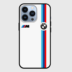 Чехол для iPhone 13 Pro БМВ 3 STRIPE BMW WHITE, цвет: 3D-черный